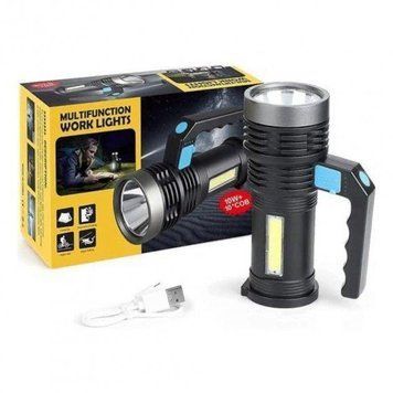 Ручной фонарь 2в1 аккумуляторный X501 4 LED+COB, с USB / Переносной фонарик с боковой лампой AX-77713393 фото