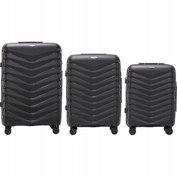 Комплект чемоданов WINGS PHX01 Phoenix Black S+M+L из полипропилена, черный, 3 шт. PHX01black фото