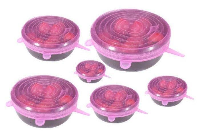 Набор силиконовых крышек Super Stretch Silicon Lids крышки из 6ти штук розовый 1069r фото
