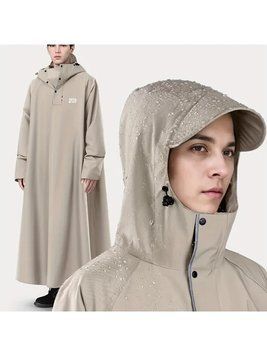 Плащ-дождевик суперплотный с капюшоном-козырьком, воротником Бежевый AND-4452bez фото