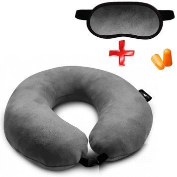 Подушка Coverbag для путешествий серая. маска для сна 112752609723 фото