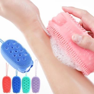 Двухсторонняя силиконовая мочалка для тела Bath Brush с губкой розовая ME-12pr фото