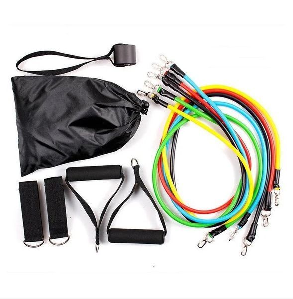 Набор трубчатых эспандеров для фитнеса и упражнений 5 жгутов power resistance bands 1016 фото