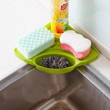 Угловой кухонный органайзер для раковины на присоске Sink Triangle Shelf KU- S707 фото