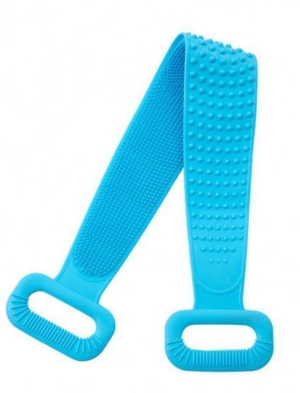 Двухсторонняя силиконовая мочалка массажер для тела Silica Gel Bath Brush голубая 1010blu фото