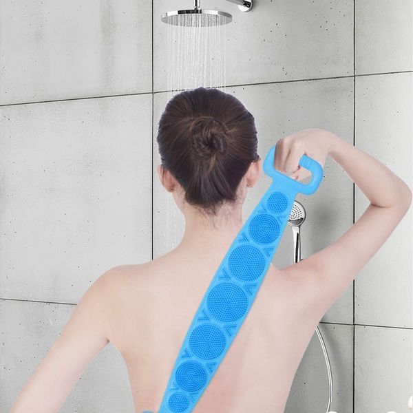 Двухсторонняя силиконовая мочалка массажер для тела Silica Gel Bath Brush голубая 1010blu фото