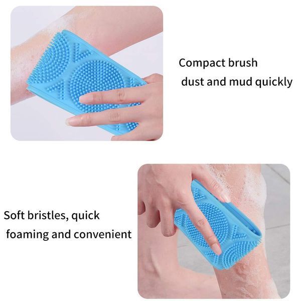 Двухсторонняя силиконовая мочалка массажер для тела Silica Gel Bath Brush голубая 1010blu фото