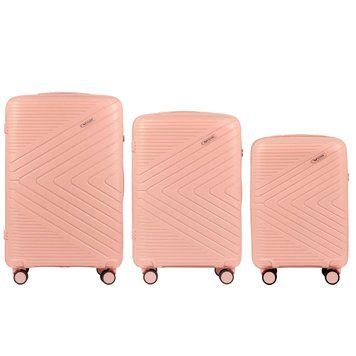 Комплект дорожных полипропиленовых чемоданов WINGS PRIMROSE 181-05 Coral S+M+L, коралловый, 3 шт. 3181920437 фото