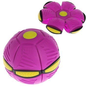 Складной игровой мяч-трансформер Flat Ball Disc ∙ Светящийся Диск-мяч мячик для фрисби и активных игр розовый NJ-0077pi фото