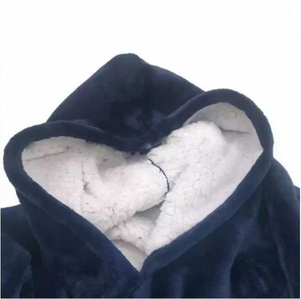 Плед толстовка двостороння Huggle Hoodie халат з капюшоном і рукавами унісекс синій 10012 фото
