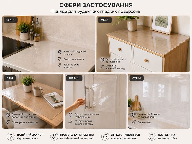 Универсальная защитная пленка для стен и мебели 60 см &times; 3 м, прозрачная 3175509928 фото