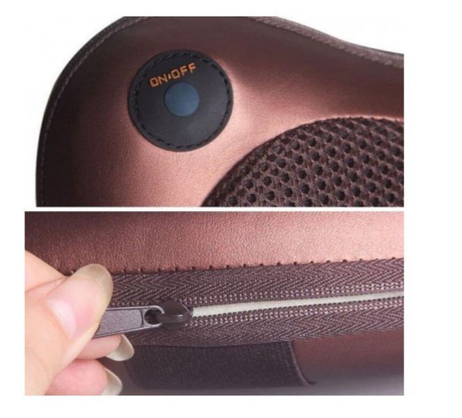 Массажная роликовая подушка массажер в машину Massage pillow для спины и шеи 8028 фото