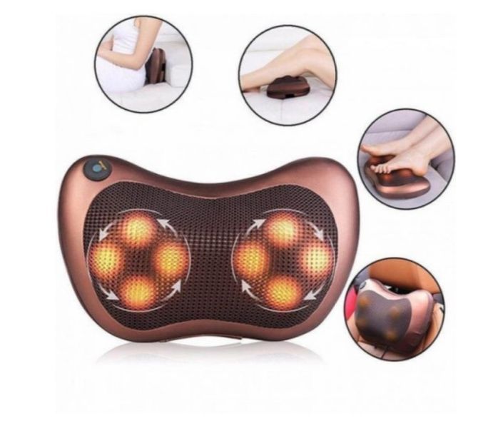 Массажная роликовая подушка массажер в машину Massage pillow для спины и шеи 8028 фото