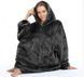 Плед толстовка двостороння Huggle Hoodie халат з капюшоном і рукавами унісекс чорний 1087 фото 1