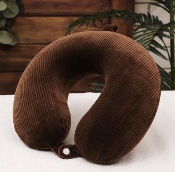 Подушка для путешествий Memory foam с кнопкой Коричневая Ol-03 фото