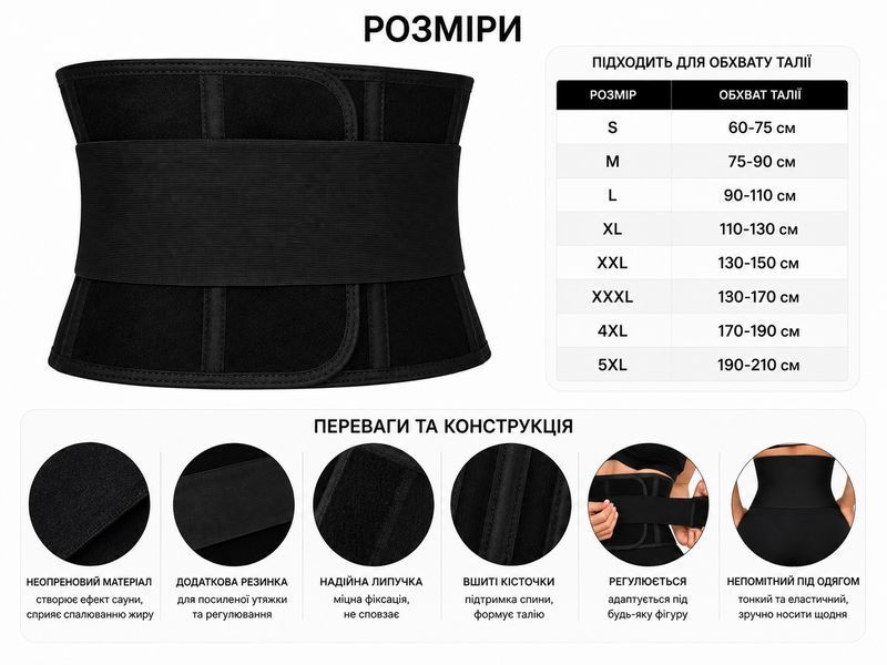 Неопреновый пояс Coverbag для похудения и поддержки спины с утяжкой S COV01poS фото