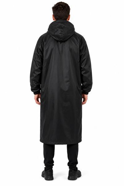 Плащ-дощовик XL Coverbag з тканини Oxford на кнопках з капюшоном, рукавами на резинці та сумочкою, чорний 3175689715 фото