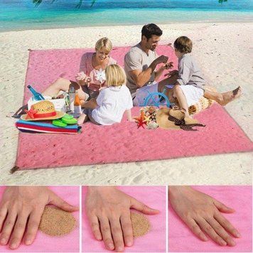 Пляжна підстилка, пляжний килимок антіпесок, пляжний килимок sand mat | 150х200 см рожевий NJAN - 143 AN фото