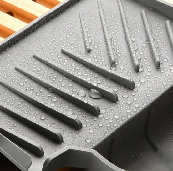 Силіконовий килимок для мийки Drain pan, Силіконова насадка-бризговик на змішувач Сірий AN-3890 фото
