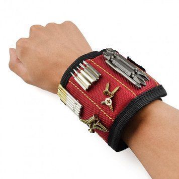 Магнитный Браслет для инструментов Magnetic Wristband красный NJ-237r фото