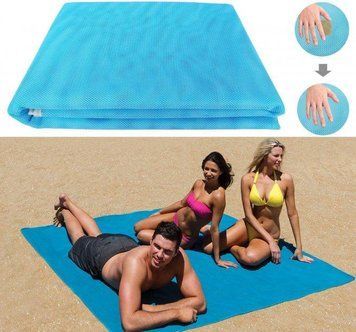 Пляжна підстилка, пляжний килимок антіпесок, пляжний килимок sand mat | 200х200 см KU- KU- 200smblu фото