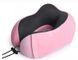 Дорожня подушка-рогалик Memory foam під шию з фіксатором Рожева Ol-3 фото 1